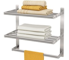 Towel Shelf for Bathroom Wall Mounted, 3-Tier Hotel Style Towel Rack with Tow...