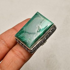 Malachit Edelstein 925 Sterling Silber Handarbeit Schmuck Ring Größe 6