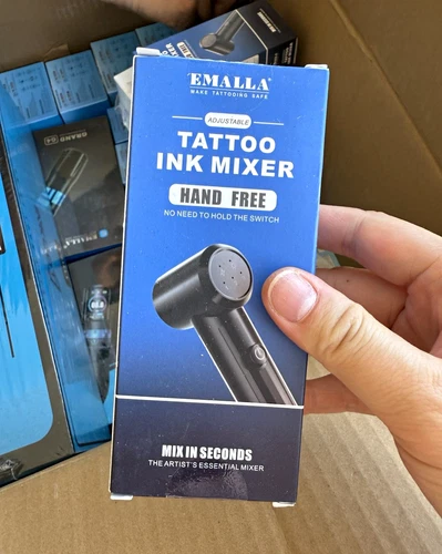 EMALLA Adjustable Hand Free Tattoo Ink Mixer, Black - Mix in Seconds - product listing photo
