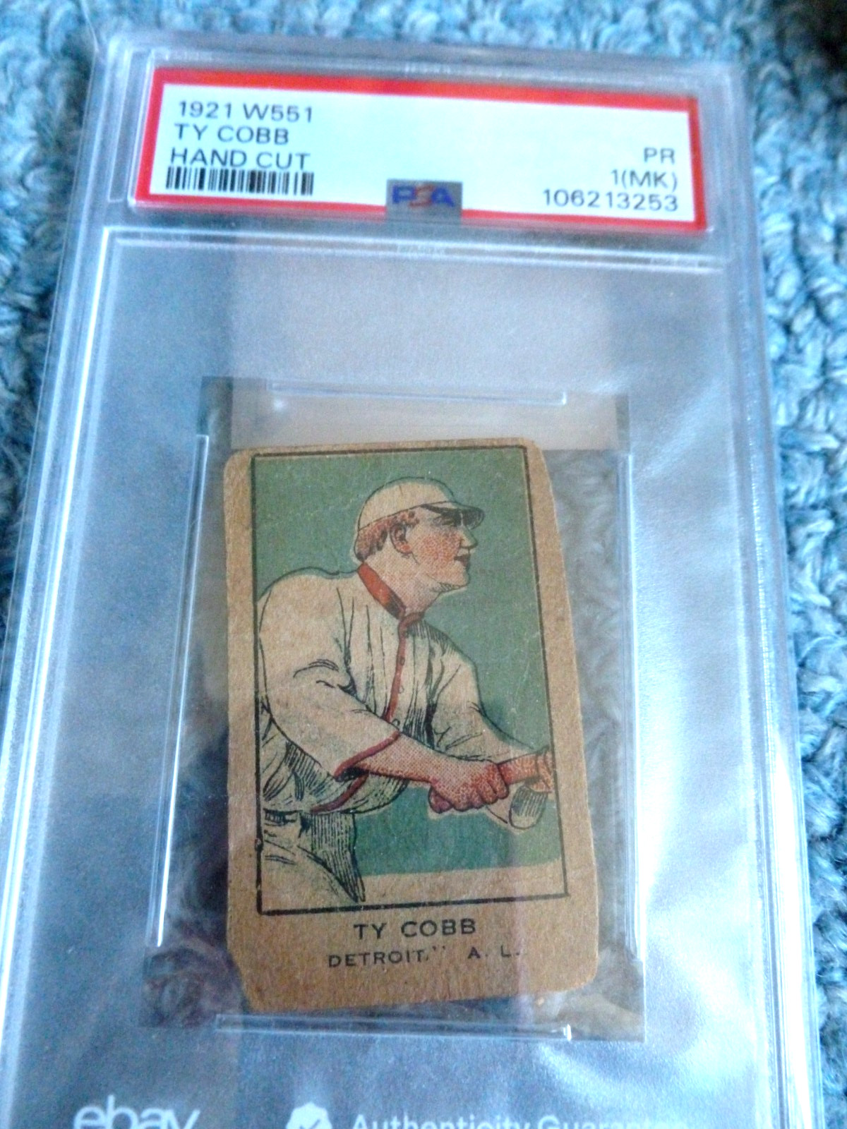 1921 W551 Ty Cobb Det.  Handcut baseball card Pr. 1 (MK) PSA 106213253 Rare view 3