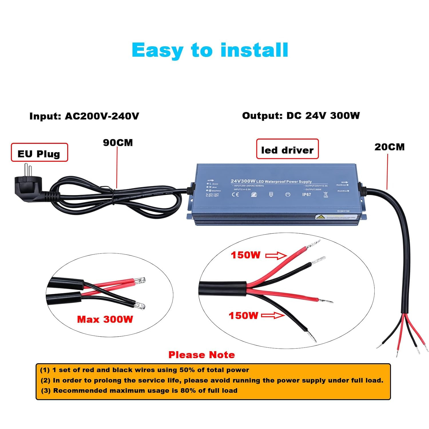 Alimentatore Industriale 24V 300W IP67 - Alta Efficienza 12.5A - 4