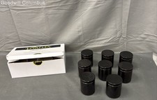 Vivaplex 8 Unzen Braunglas Gläser mit schwarzen Deckeln 8er Set Runde Gerade Seite