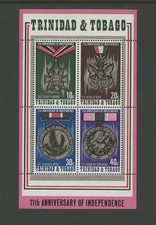 TRINIDAD AND TOBAGO 238a, 1973 MEDALS, S/S OF 4, MNH (TT5919)
