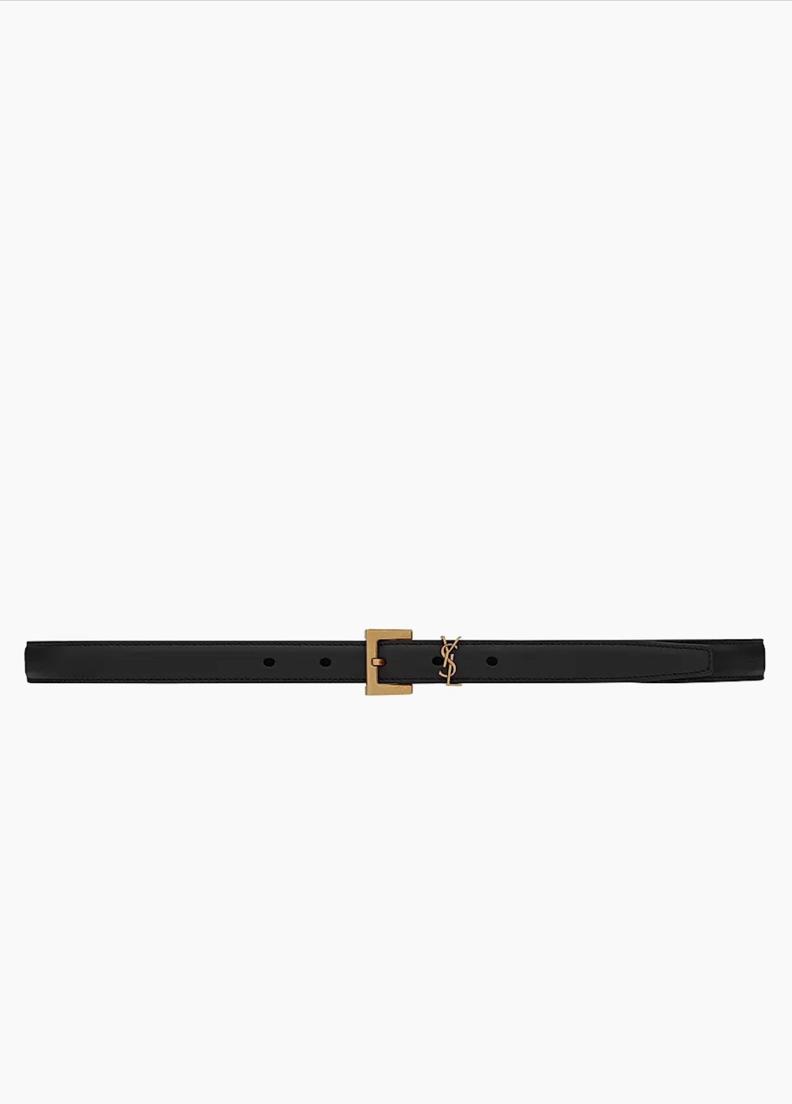 Saint Laurent YSL Cassandre Black Thin  belt in Leather Size 90 cm/36 in