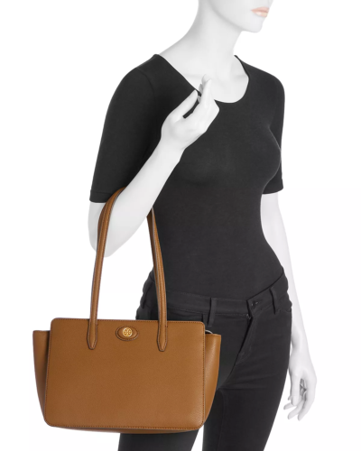 NWT TORY BURCH $398 ROBINSON BISTRO BROWN PEBBLED LEATHER TOTE BAG - Picture 4 of 7