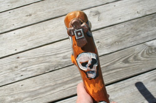 VTG SKULL CANE MEMENTO MORI STAG HANDLE WALKING STICK JR CHARLIE FAST PAINT JOB - Picture 8 of 18