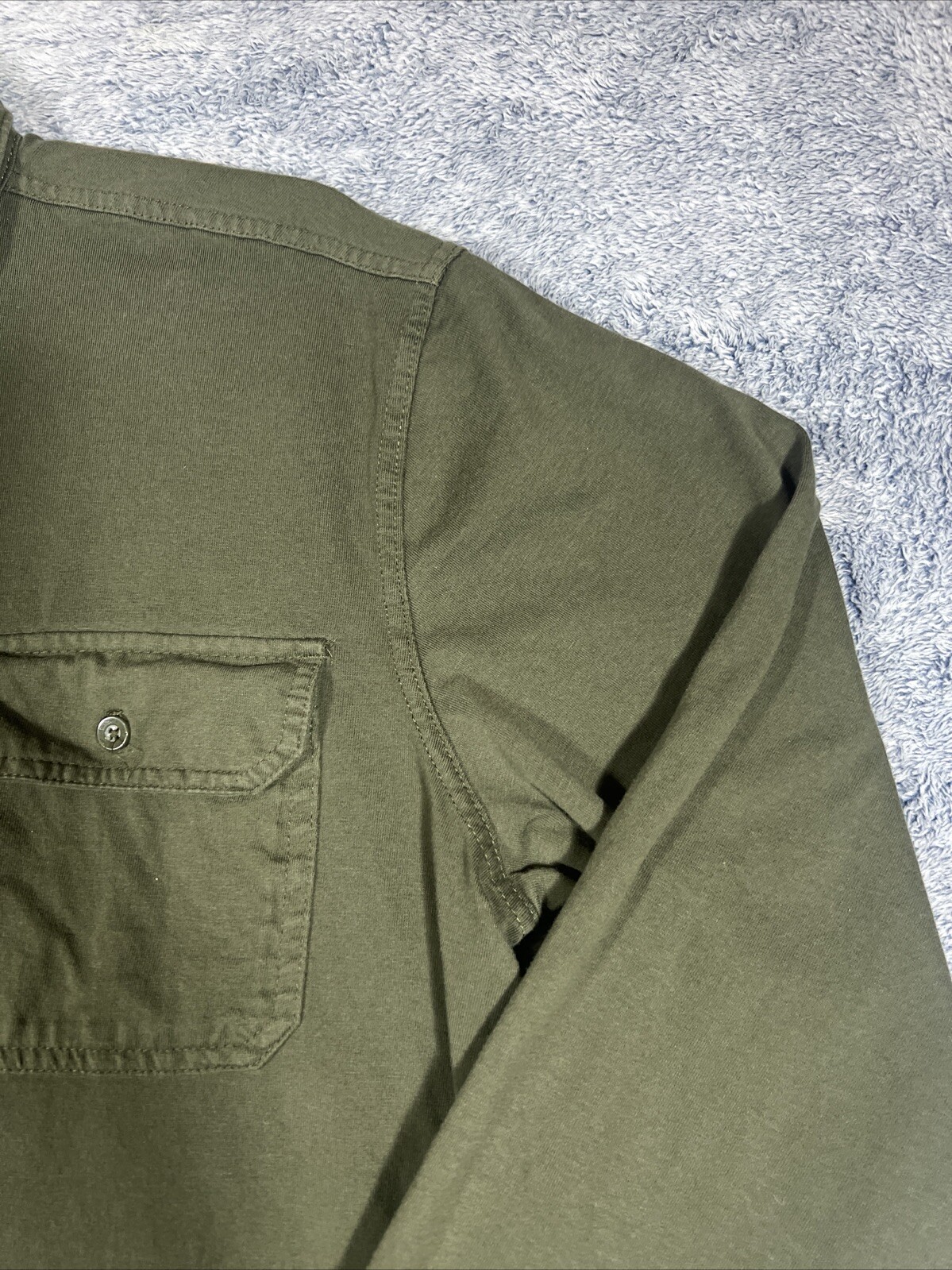 Levis Men's White Tab Dark Green Long Sleeve w/ Double Pockets Polo Shirt Size L thumbnail 7