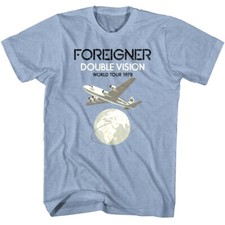 Foreigner Double Vision World Tour 1978 Men's T Shirt Airplane Earth Rock Band