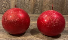 Red Sparkling Round Decorative Candles- Things Remembered RARE- from Italy, READ