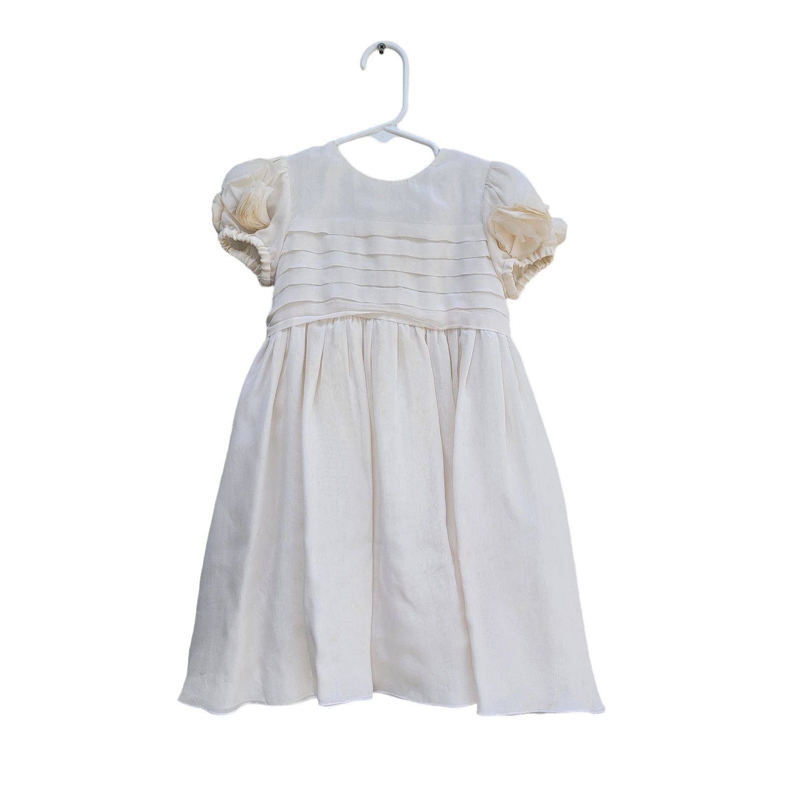 Robe formelle Gucci soie 3D plissée florale crème/ivoire fleur fille baptême 