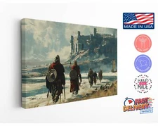Viking Raid Canvas Print, Invasion of England Scene, High Quality Wall Decor