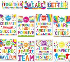 Classroom Banner Poster, 11 PCS Colorful Bulletin Board Decoration Motivational