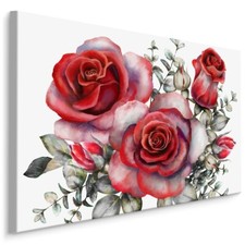 CANVAS Leinwand Bilder XXL Wandbilder Kunstdruck rote Rosen AQUARELL 3D 1439