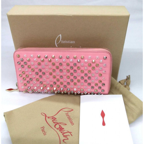 小物 Christian Louboutin Panettone Wallet Panettone - Wallet - Grained calf leather and spikes - Black