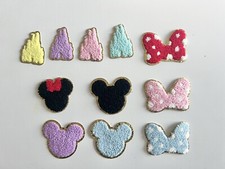 BRAND NEW 11 Chenille Iron On Mickey Minnie Mouse Disney Bow Castle Patches