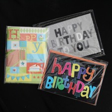 NEW - Lot of 3- Handmade 3D Multi/Black BIRTHDAY GREETING CARD Envelopes NWT