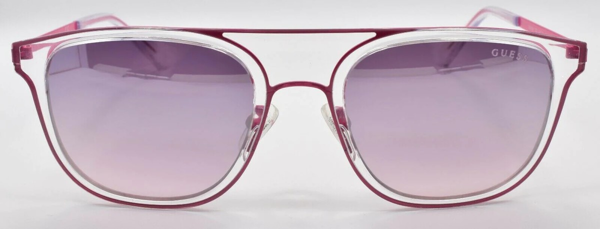 Guess GU6981 72Z Pink & Clear Plastic Square Sunglasses 