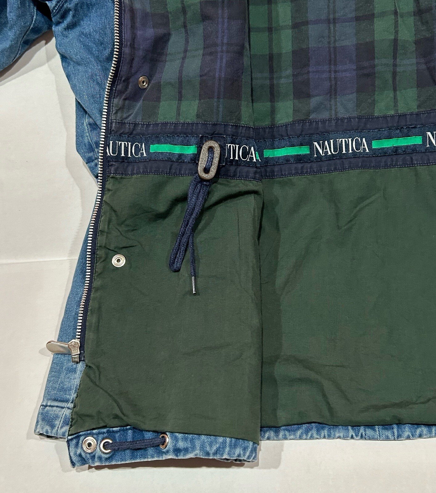Nautica Vintage Y2K Denim Utility Jacket Sz M - Drawstring Detail image 6