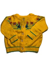 Vintage Baby Jacket Cardigan USSR Soviet German Yellow Retro Toddler Children