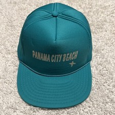 Panama City Beach Hat Rope Baseball Snapback Cap Blue Flat Brim Foam Nissin EUC