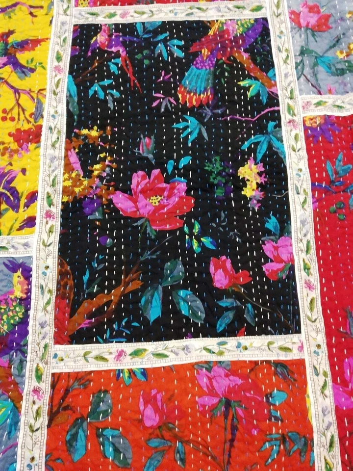 Одеяло большого размера хлопок птица печать простыня домашний декор традиционное покрывало - Изображение 3 из 4