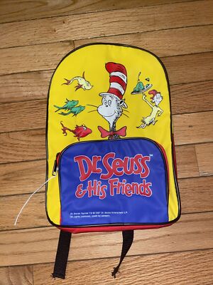 Vintage 90s Dr Seuss Cat in the Hat Spell Out Color Block Mini Backpack  Book Bag | eBay