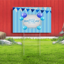 Happy birthday simple blue background with balloons yard sign
