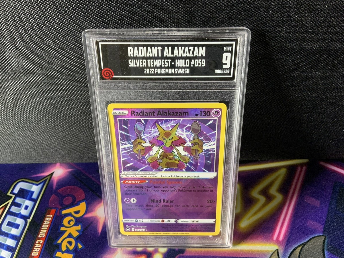 2022 Pokemon Silver Tempest RADIANT ALAKAZAM 059/195 TCCG 9 PSA 9