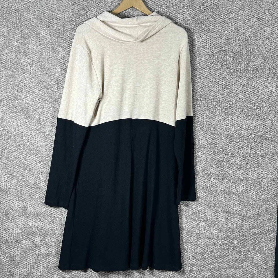 Vestido Suéter Karen Kane Para Mujer XL Tostado Negro Bloque de Color Capucha Cuello Tejido Elástico Foto 4 de 4