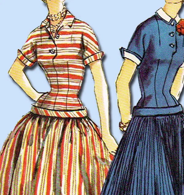 1950s Vintage Simplicity Sewing Pattern 1040 Uncut Misses Drop Waist Dress 30B - Image 4 of 4