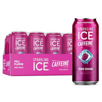 Caffeine Black Raspberry Sparkling Water with Caffeine, Zero Sugar, with Antioxi