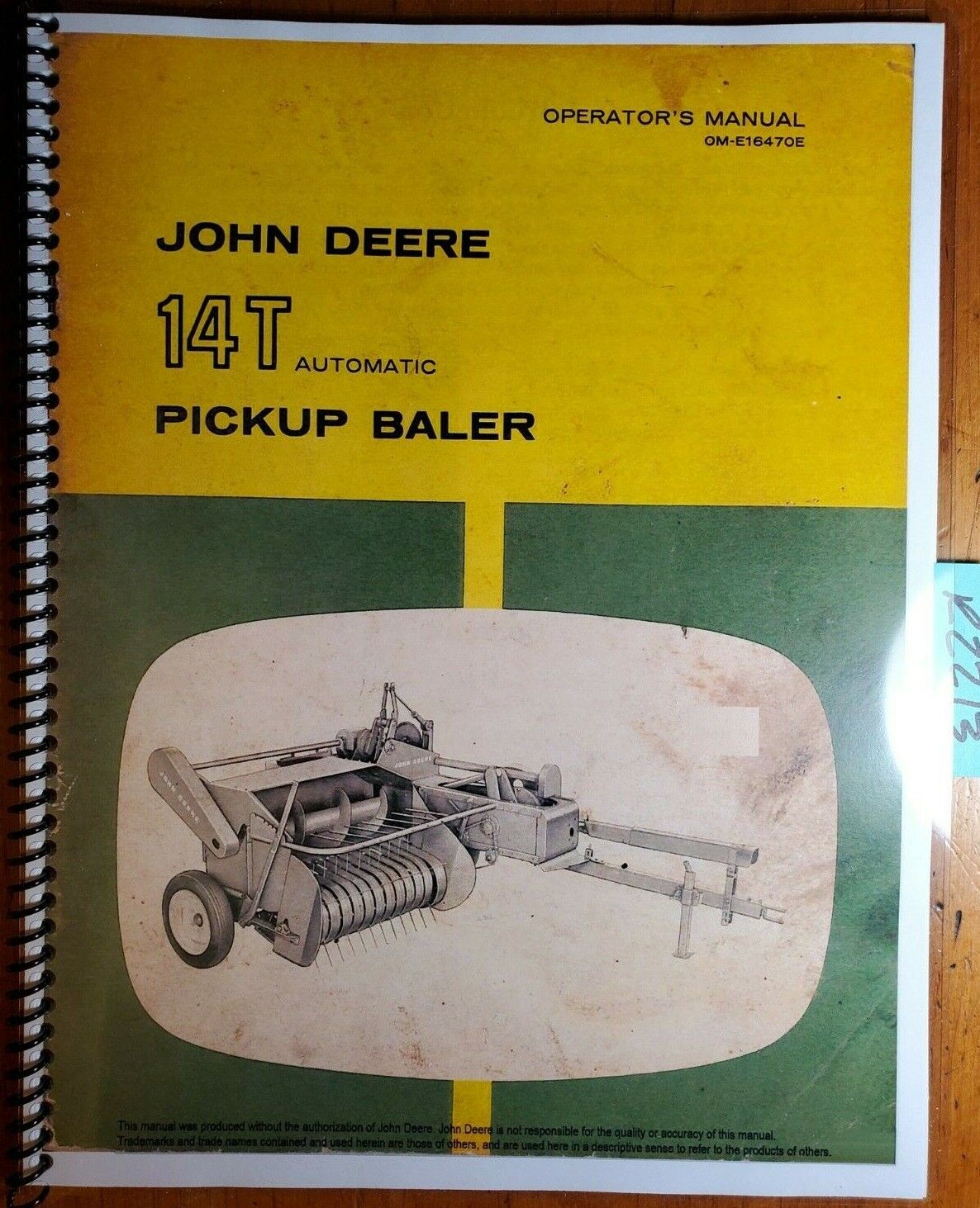 John Deere 14T Automatic Pickup Baler Operators Manual OM-E16470E John Deere