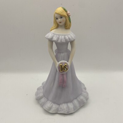 Vintage 1981 Enesco Growing Up Birthday Girls Figurine Age Sweet 16 Lavender 7  