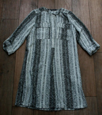 NEW! M&S shirt dress SIZE 12 LONG tab sleeve tunic loose fit pockets non crease