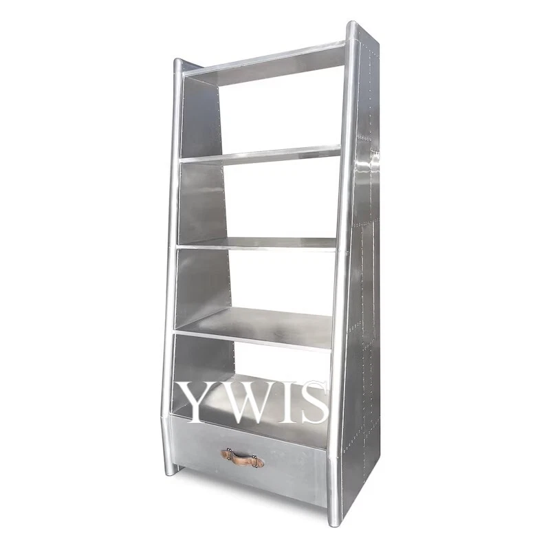 ALYW Aviator furniture Aluminum Bookcase With Drawer bookshelves