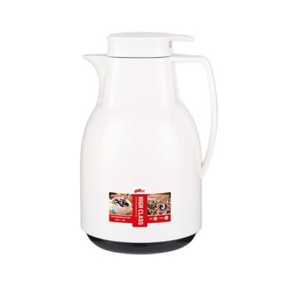 Isolierkanne 1000ml German Style weiß Thermo Glas innen Thermo Kaffeekanne