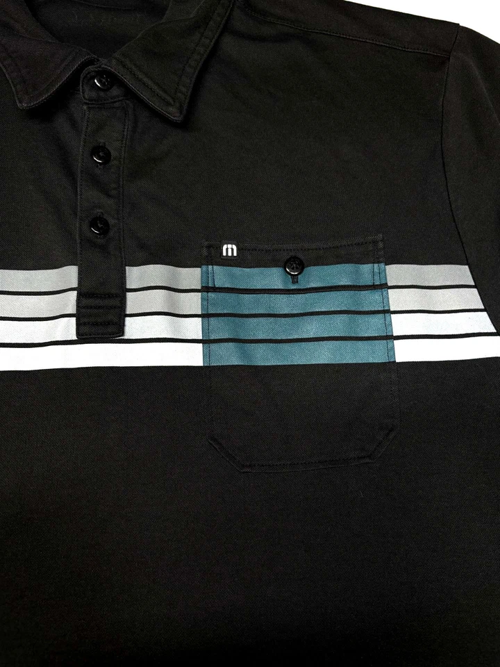 Travis Mathew Mens Button Front Short Sleeve Cotton Polyester Stripe Shirt L - Image 2 of 3