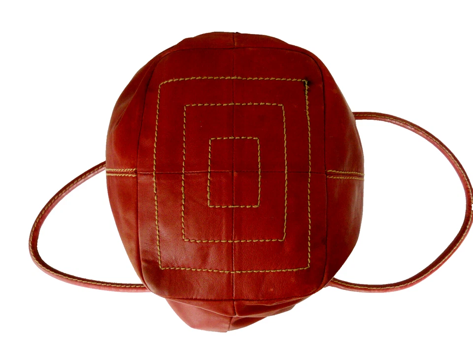 Bolso de Mano Tignanello Cuero Rojo Oscuro Grande Amplio Tres Compartimentos Foto 3 de 4