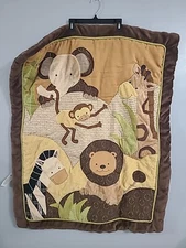 LAMBS & IVY Jungle Safari Zoo Animals Crib Quilt  Blanket 42×33 & Diaper Holder
