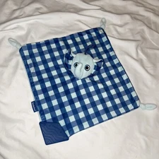 BooginHead Blue Elephant checkered Baby Toddler lovey teether Security Blanket
