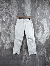 Free People Pants 25 Womens We The Free White Wide Leg Cargo Raw Hem Button Fly