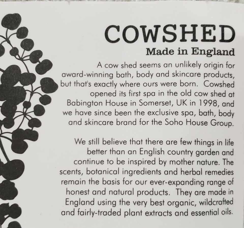 Soho House Cowshed COW HERB Hand Cream Restoring Lavender Fennel .34 oz