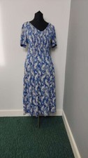White Stuff Women’s Short Sleeve Pockets Tessa Dress in Blue CHARITY SALE