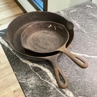 Griswold Cast Iron #10 Large Skillet Frying Pan and #5 Small unmarked- see desc.