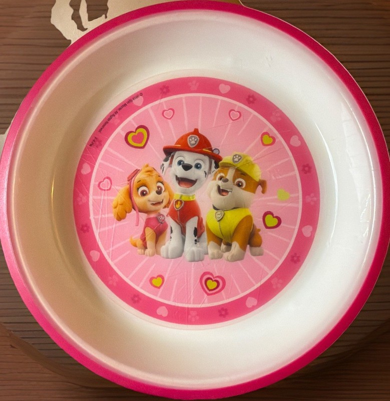 Playtex Baby Paw Patrol Hearts Child Shallow Bowl Pink Rimmed 7.5 in 