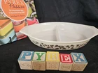 Vintage Pyrex Gold Acorn Divided Dish ~ 1 - 1/2 Qt No Lid
