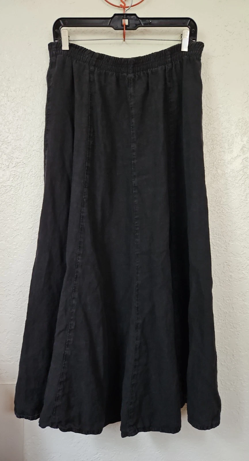 Click By Color Me Cotton M Black 100% Linen Maxi Long Flaired Skirt - A Classic