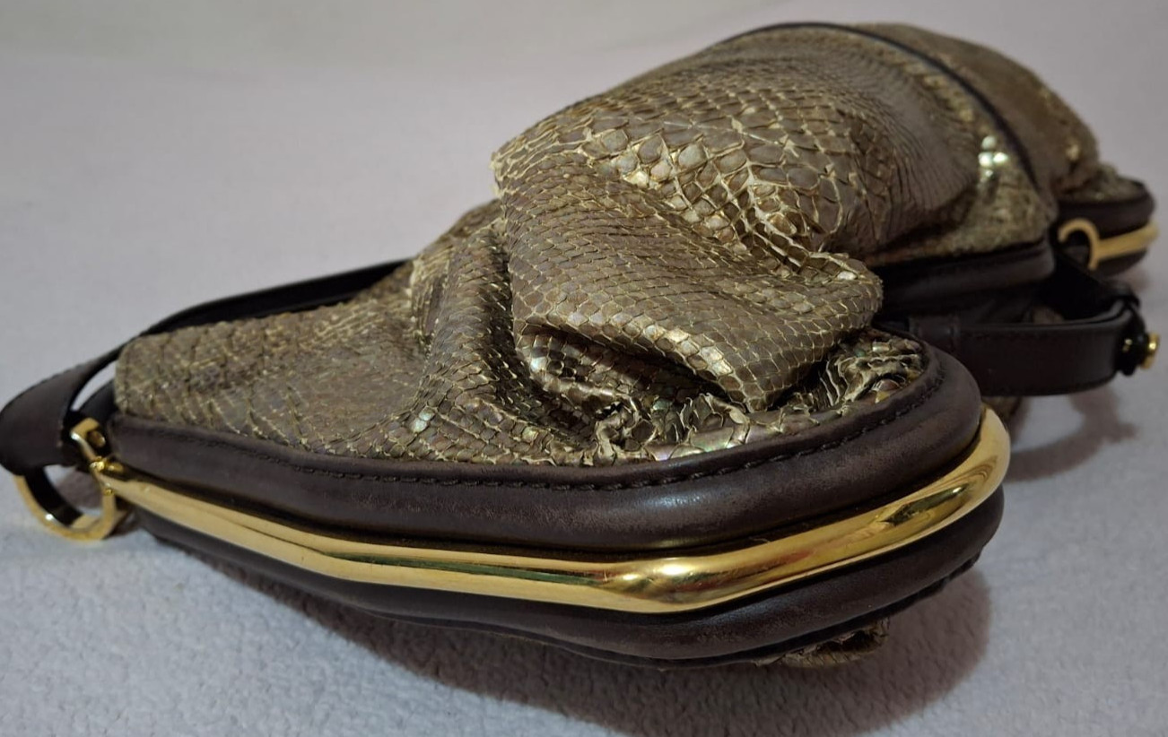 Jimmy Choo Gold-Multi Python with Brown leather t… - image 6