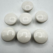 VTG Salvage White 7 Plastic Round Screw Through Drawer Pull Knob Japan 1.5  