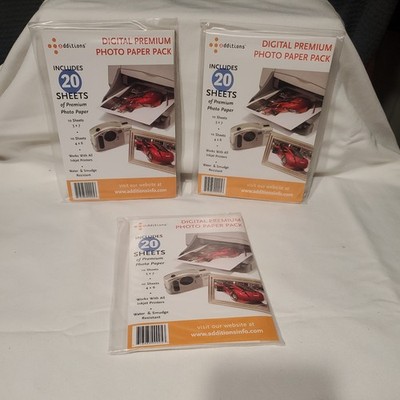 New Lot of 3  Digital Photo Paper premium  20 Sheets 4'' x 6''  & 5''×7'' pack 20  